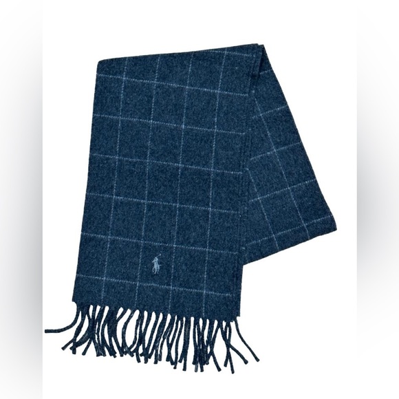 Polo Ralph Lauren Reversible Windowpane Wool Plaid Scarf. NEW - Picture 4 of 4